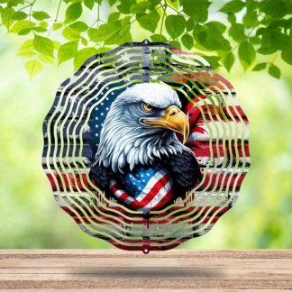 Large Metal Eagle Wind Spinner – 10 inch 3D Kinetic Hanging Yard Decor
