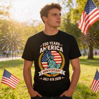 Lady Liberty America 250 - Cotton Tee - Vibe250 Series -7 Colors