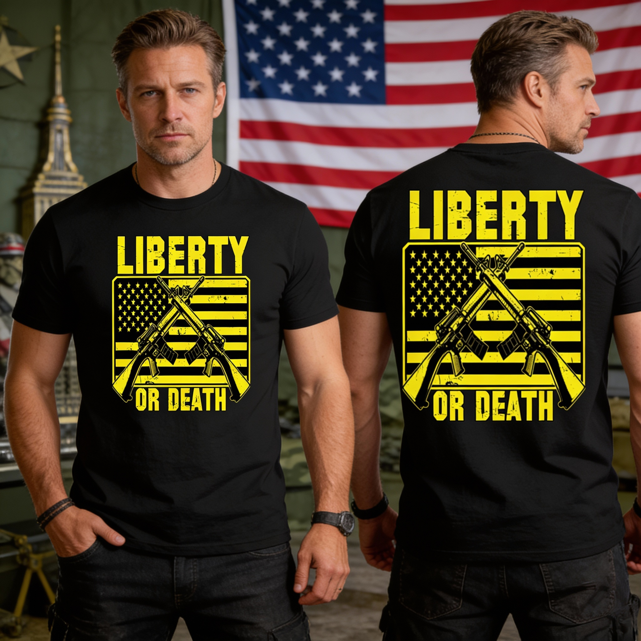 Give Me Liberty Or Give Me Death - Men’s Cotton Double Sided Tee : ProudMen Series