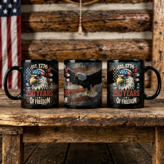 250 Years Of Freedom : Eagle/Bandana Full Wrap Design - 11oz. Ceramic Mug