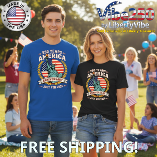 250 Years America : Lady Liberty - Unisex Gildan Cotton Tee - (7 colors)