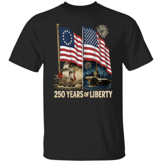 250 Years of Liberty : flags & Ships - Quality Guildan Cotton tee - (7 colors)