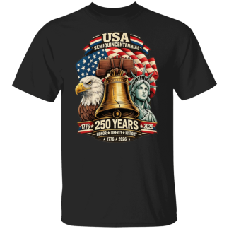 Semiquincentenial ; Flag/Eagle/Bell/Liberty print - Quality Gildan Cotton Tee - (7 colors)