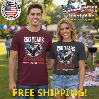 250 Years Of Greatness : 1776-2026 - Unisex Gildan Cotton Tee - (9 colors)