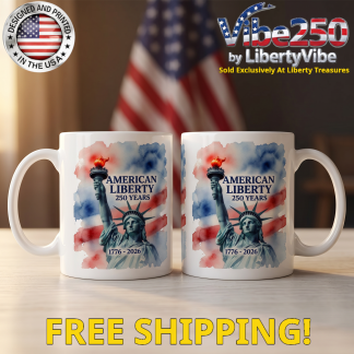 American Liberty 250 Years : Watercolor Statue Of Liberty Design - 11oz White Ceramic Mug