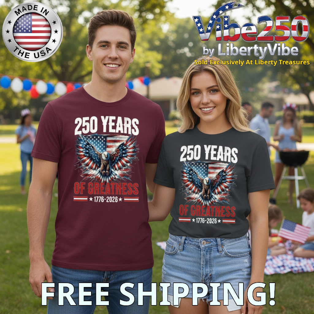 250 Years Of Greatness : 1776-2026 - Unisex Gildan Cotton Tee - (9 colors)