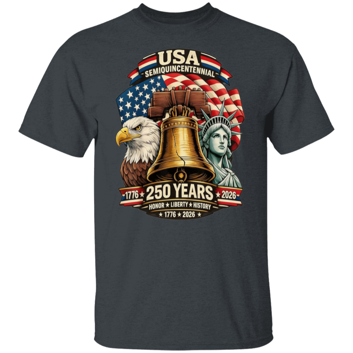 USA Semiquincentenial : 250 Years 1776-2026 - Unisex Gildan Cotton Tee (9 Colors) - Image 3