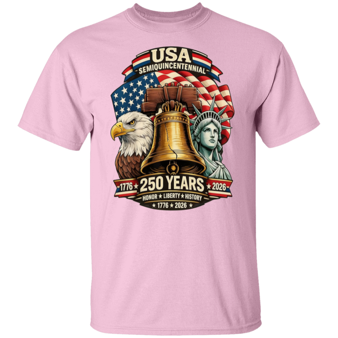 USA Semiquincentenial : 250 Years 1776-2026 - Unisex Gildan Cotton Tee (9 Colors) - Image 4