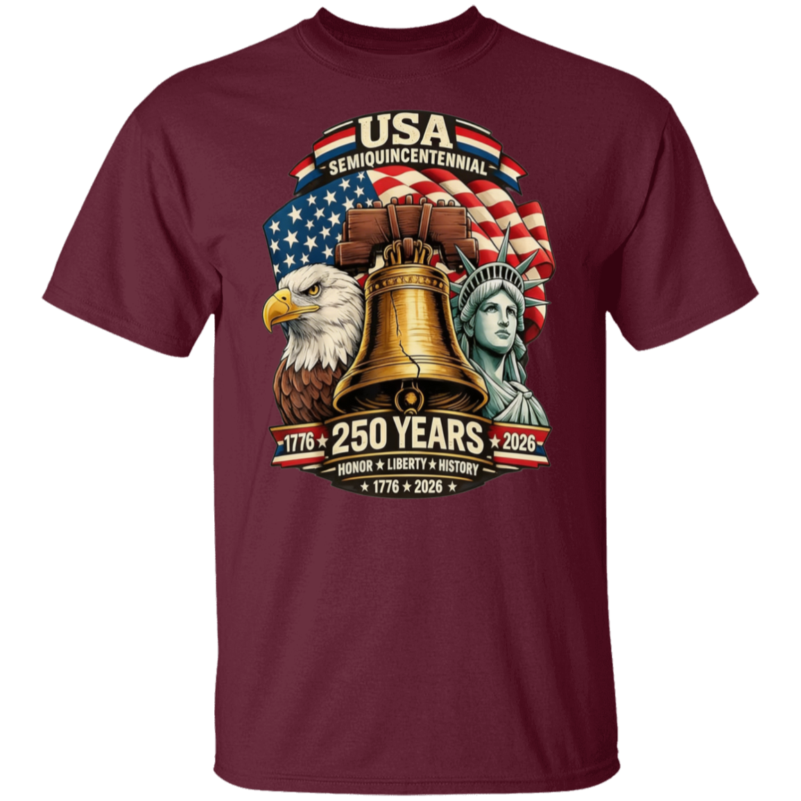 USA Semiquincentenial : 250 Years 1776-2026 - Unisex Gildan Cotton Tee (9 Colors) - Image 5