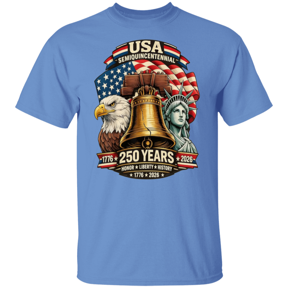 USA Semiquincentenial : 250 Years 1776-2026 - Unisex Gildan Cotton Tee (9 Colors) - Image 2