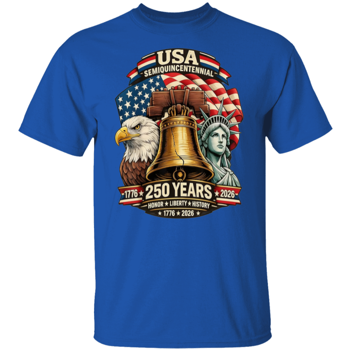 USA Semiquincentenial : 250 Years 1776-2026 - Unisex Gildan Cotton Tee (9 Colors) - Image 7
