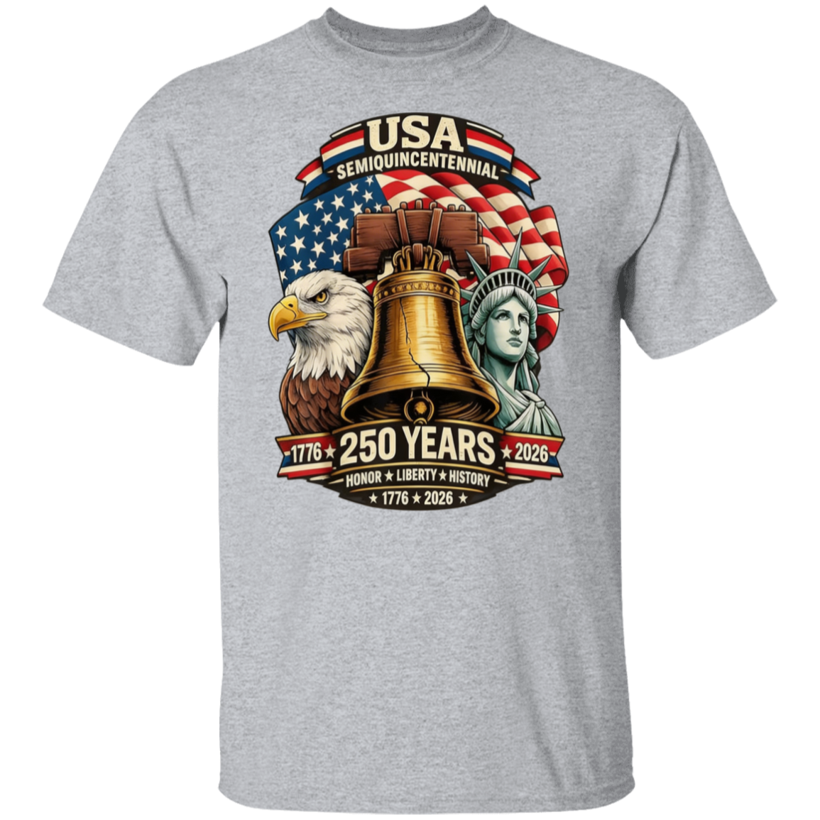 USA Semiquincentenial : 250 Years 1776-2026 - Unisex Gildan Cotton Tee (9 Colors) - Image 8