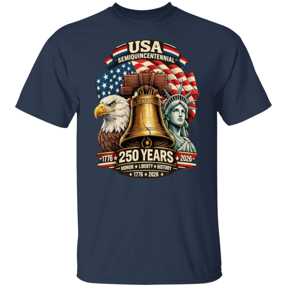 USA Semiquincentenial : 250 Years 1776-2026 - Unisex Gildan Cotton Tee (9 Colors) - Image 6