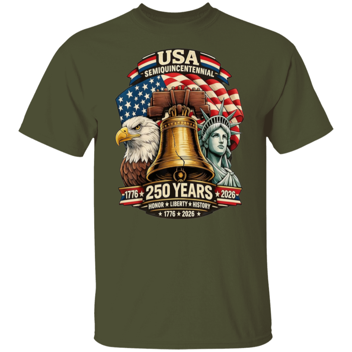 USA Semiquincentenial : 250 Years 1776-2026 - Unisex Gildan Cotton Tee (9 Colors) - Image 9