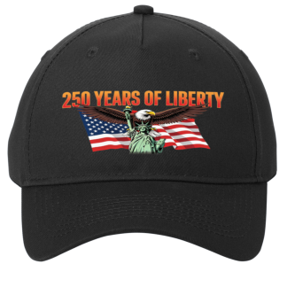250 Years Of Liberty : Eagle Soaring Over Liberty Design - Port & Co 100% Cotton Twill Cap (4 Colors)