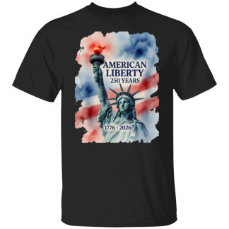 American Liberty 250 Years : Watercolor Statue Of Liberty Design – Unisex Gildan Cotton tee