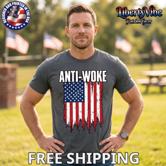 Anti-Woke Distressed Flag Gildan Men's T-Shirt
