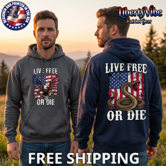 Live Free Or Die Double Side Design Men's Gildan Pullover Hoodie