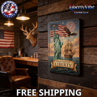 Sweet Land of Liberty Statue of Liberty 8x12in Vintage Patriotic Metal Sign