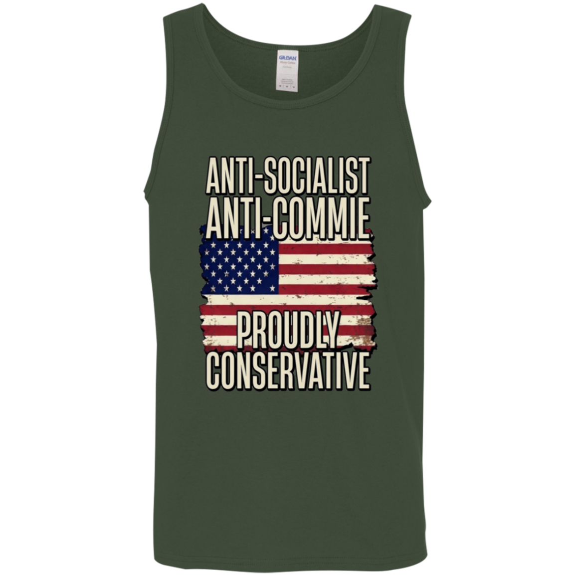 Anti-Socialist Proudly Conservative Gildan Men's Tank - Image 2