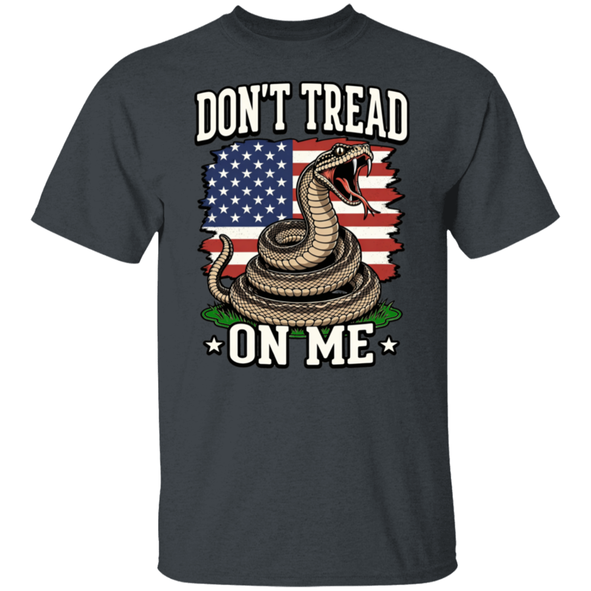 Don't Tread On Me Gadsden Snake And Flag Gildan Men's T-Shirt - Image 2