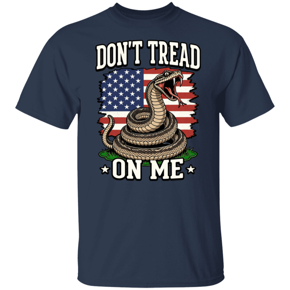 Don't Tread On Me Gadsden Snake And Flag Gildan Men's T-Shirt - Image 4