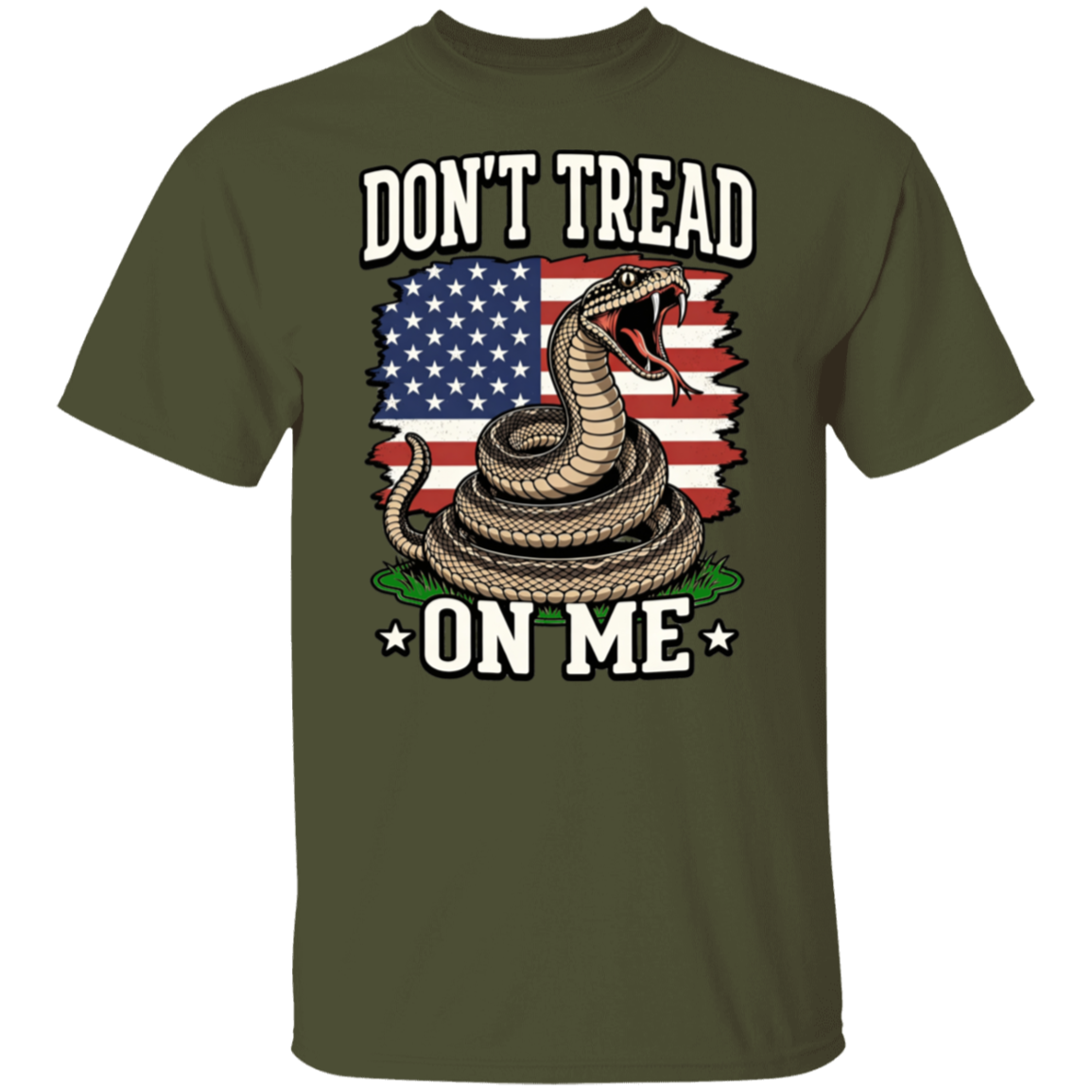 Don't Tread On Me Gadsden Snake And Flag Gildan Men's T-Shirt - Image 6