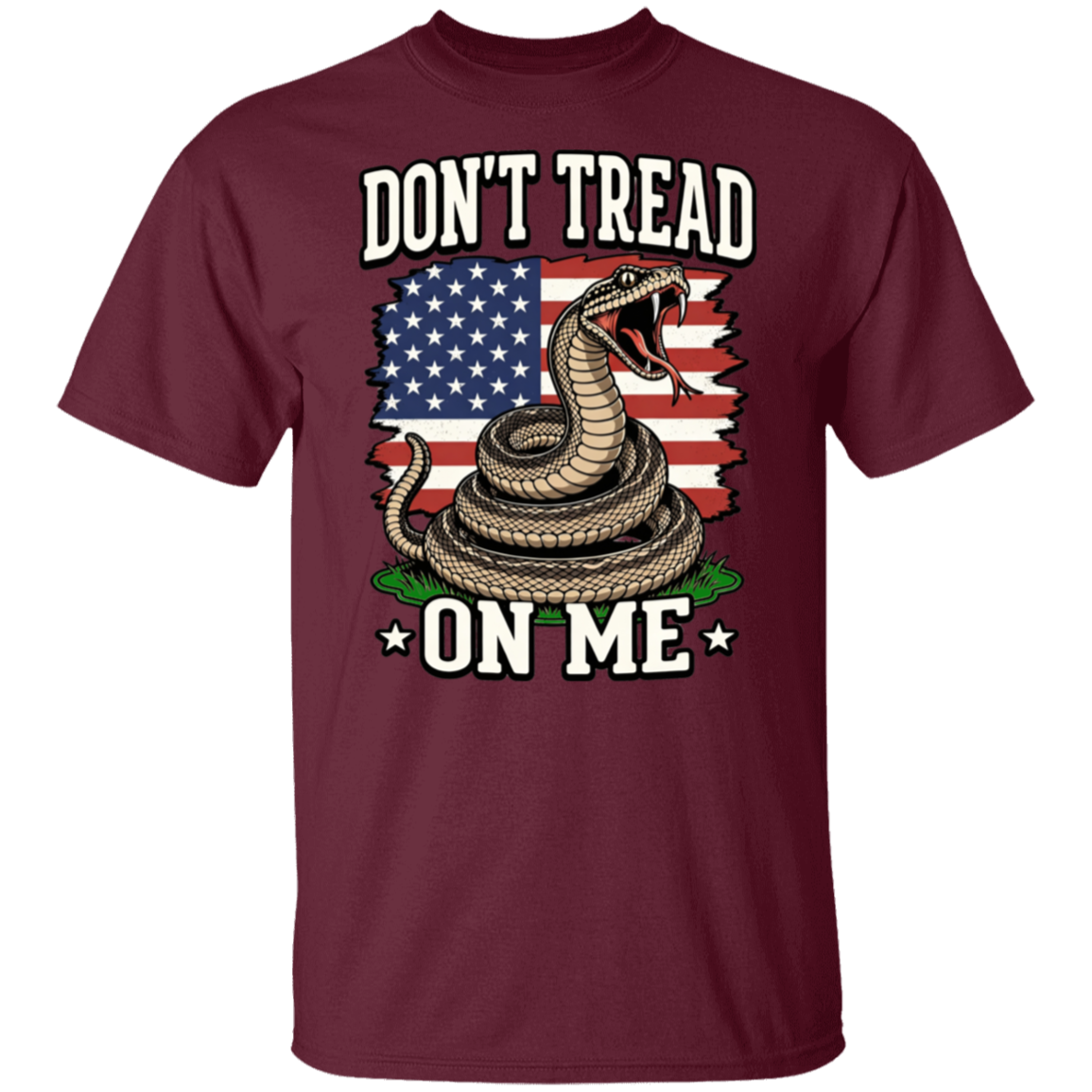 Don't Tread On Me Gadsden Snake And Flag Gildan Men's T-Shirt - Image 3