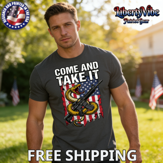 Come And Take It 2A Gadsden Snake Coiled Around AR-15  Gildan Men's T-Shirt