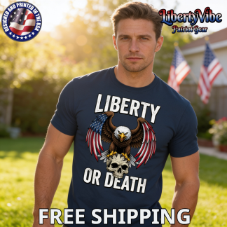 Liberty Or Death Freedom Eagle Clutching Skull Gildan Men's T-Shirt