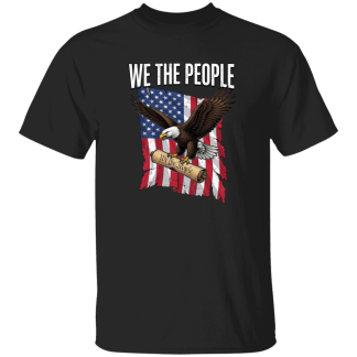 We The People Eagle Clutching Constitution Over Flag Unisex Gildan Tee