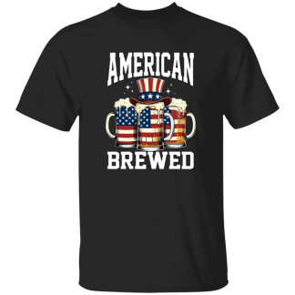 American Brewed Flag Beer Mugs And Tophat Unisex Gildan Tee