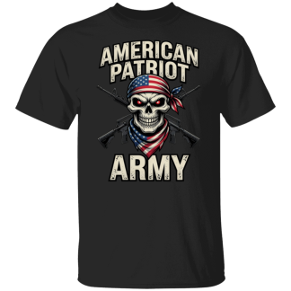 American Patriot Army Skull and Crossgun Design Men's Tee