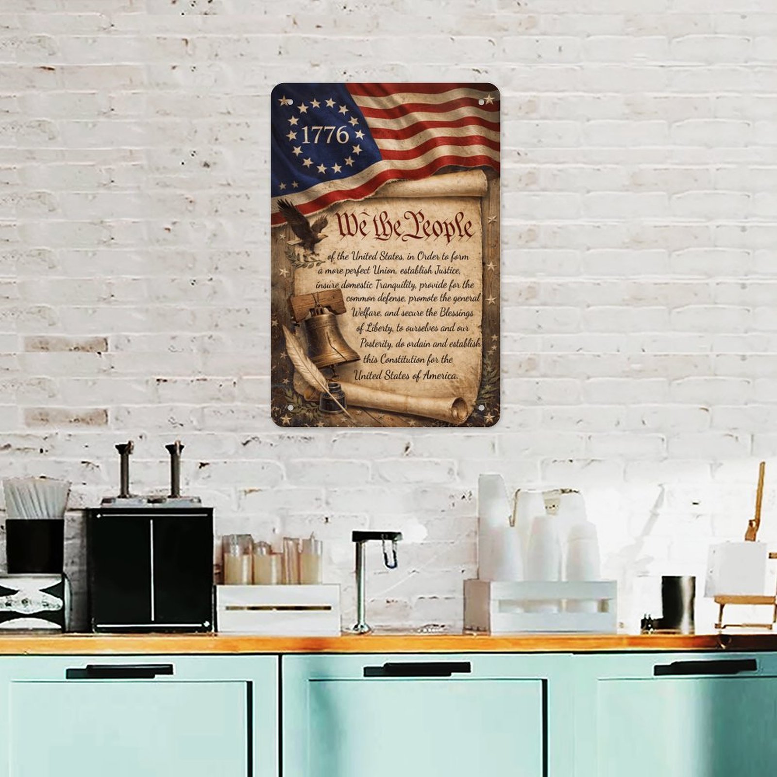 1776 We The People Constitution Preamble Vintage 8x12in Patriotic Metal Sign - Image 5