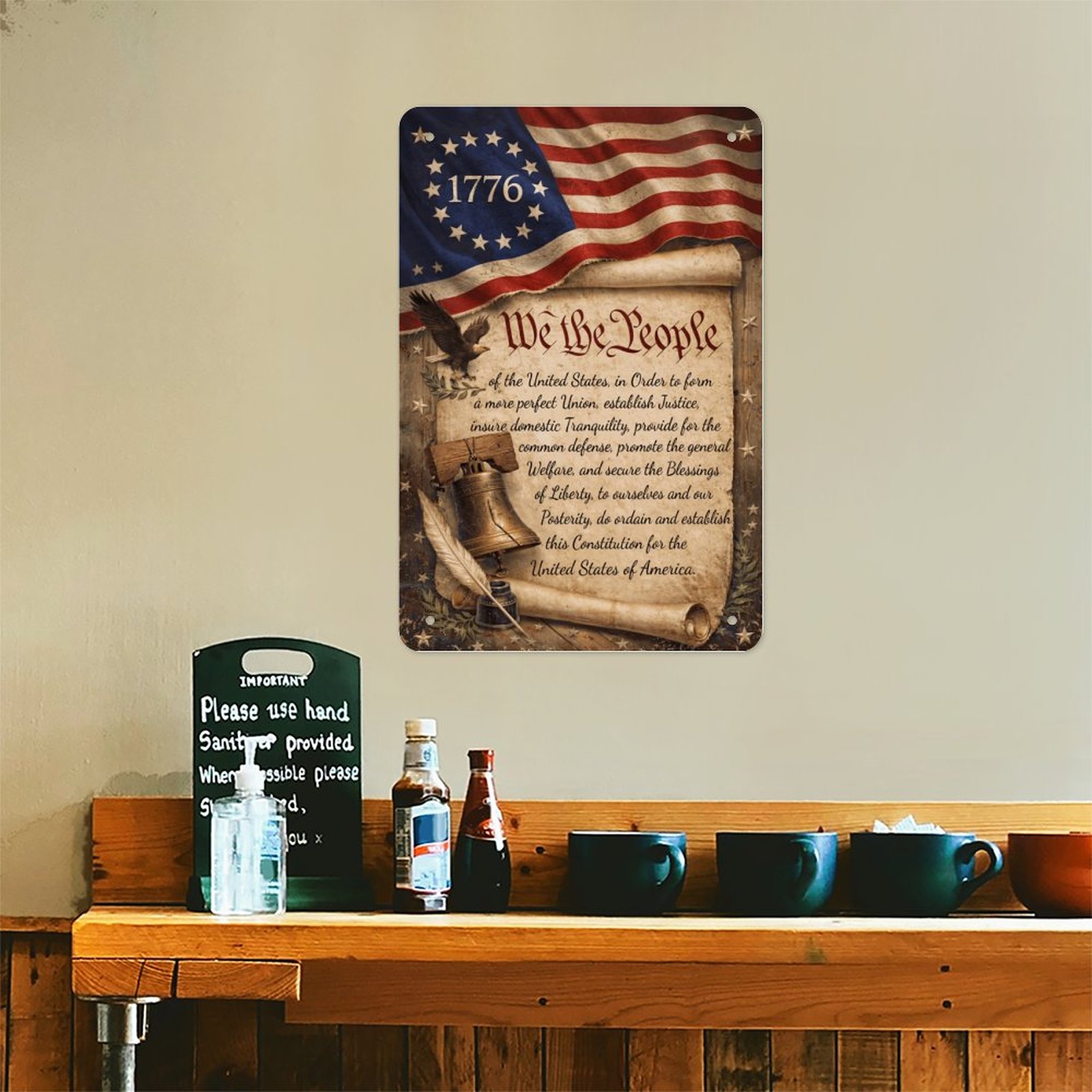 1776 We The People Constitution Preamble Vintage 8x12in Patriotic Metal Sign - Image 6
