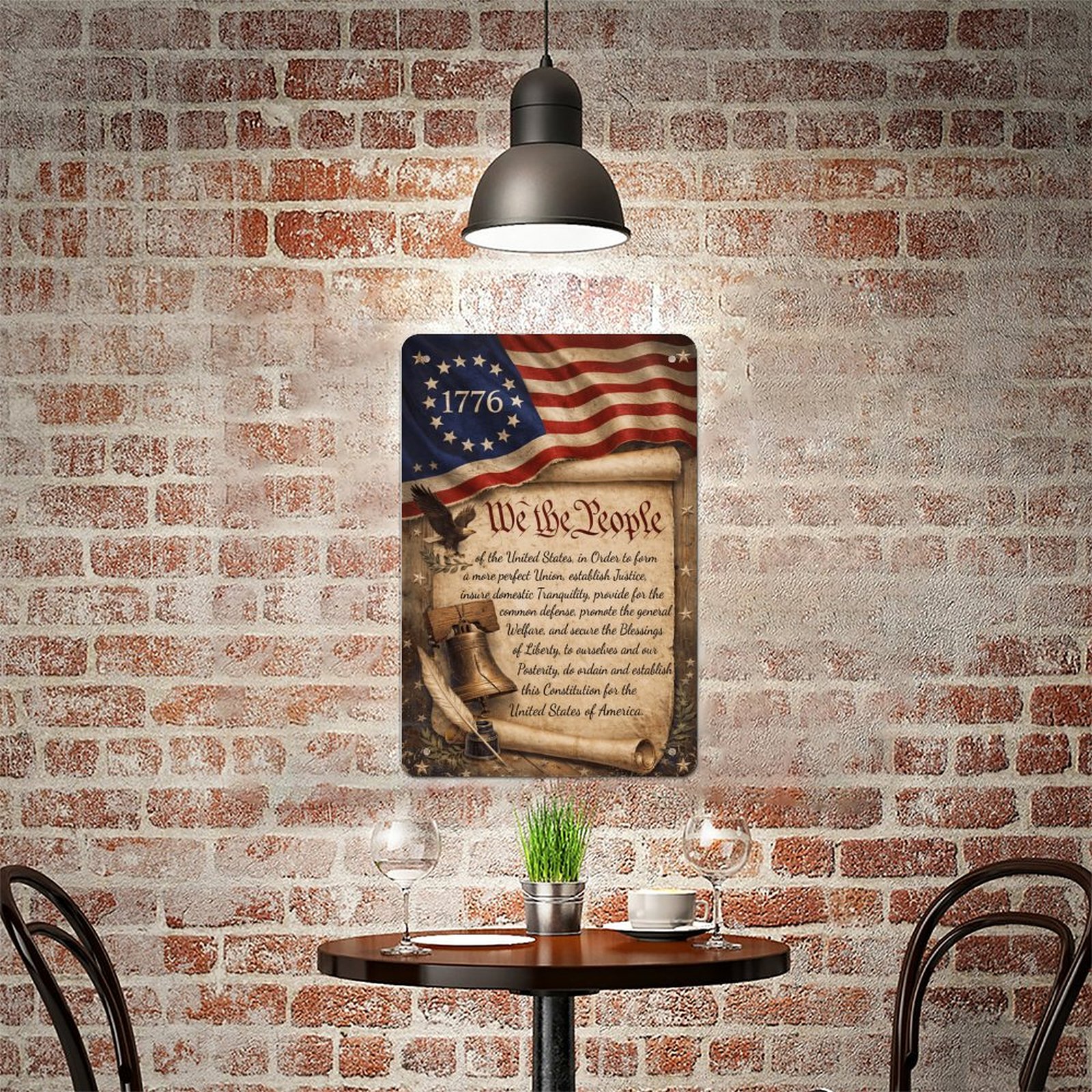1776 We The People Constitution Preamble Vintage 8x12in Patriotic Metal Sign - Image 8