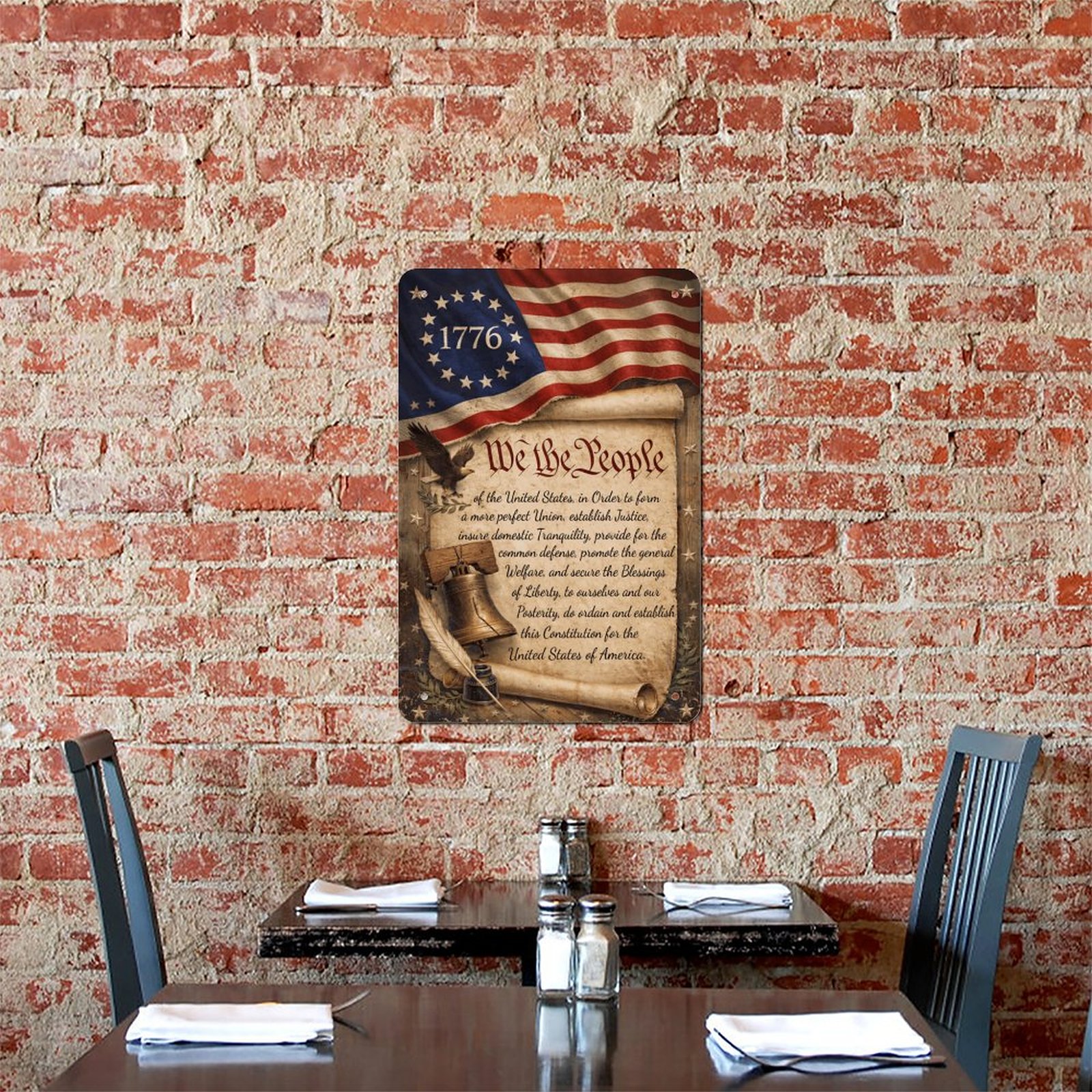 1776 We The People Constitution Preamble Vintage 8x12in Patriotic Metal Sign - Image 9