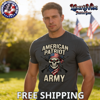 American Patriot Army Skull And Crossguns Men's Gildan T-Shirt