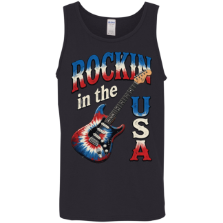 Rockin In The USA Flagburst Guitar Men’s Gildan Tank Top