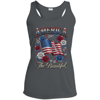 America The Beautiful Flag And Flowers Ladies' Sport-Tek Ladies Racerback Tank