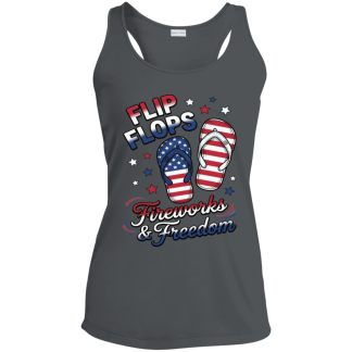 Flip Flops Fireworks and Freedom Sport-Tek Ladies Racerback Tank