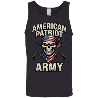 American Patriot Army Skull And Crossguns Men's Gildan Cotton Tank Top