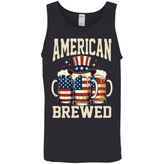 American Brewed Patriotic Beer Mug and Sam Hat Men's Gildan Cotton Tank Top