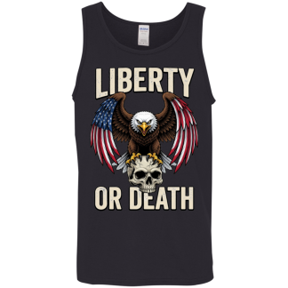 Liberty Or Death Freedom Eagle And Skull Men's Gildan Cotton Tank Top