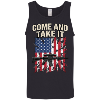 Come And Take It AR-15 On Distressed Flag Men's  Gildan Cotton Tank Top