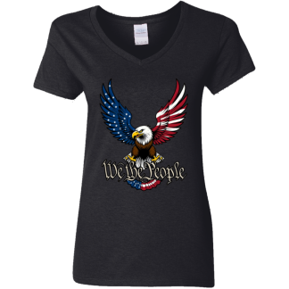We The people Freedom Eagle Gildan Ladies' V-Neck T-Shirt