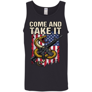 Come And Take It Gadsden Snake And AR-15 Men's Gildan Cotton Tank Top