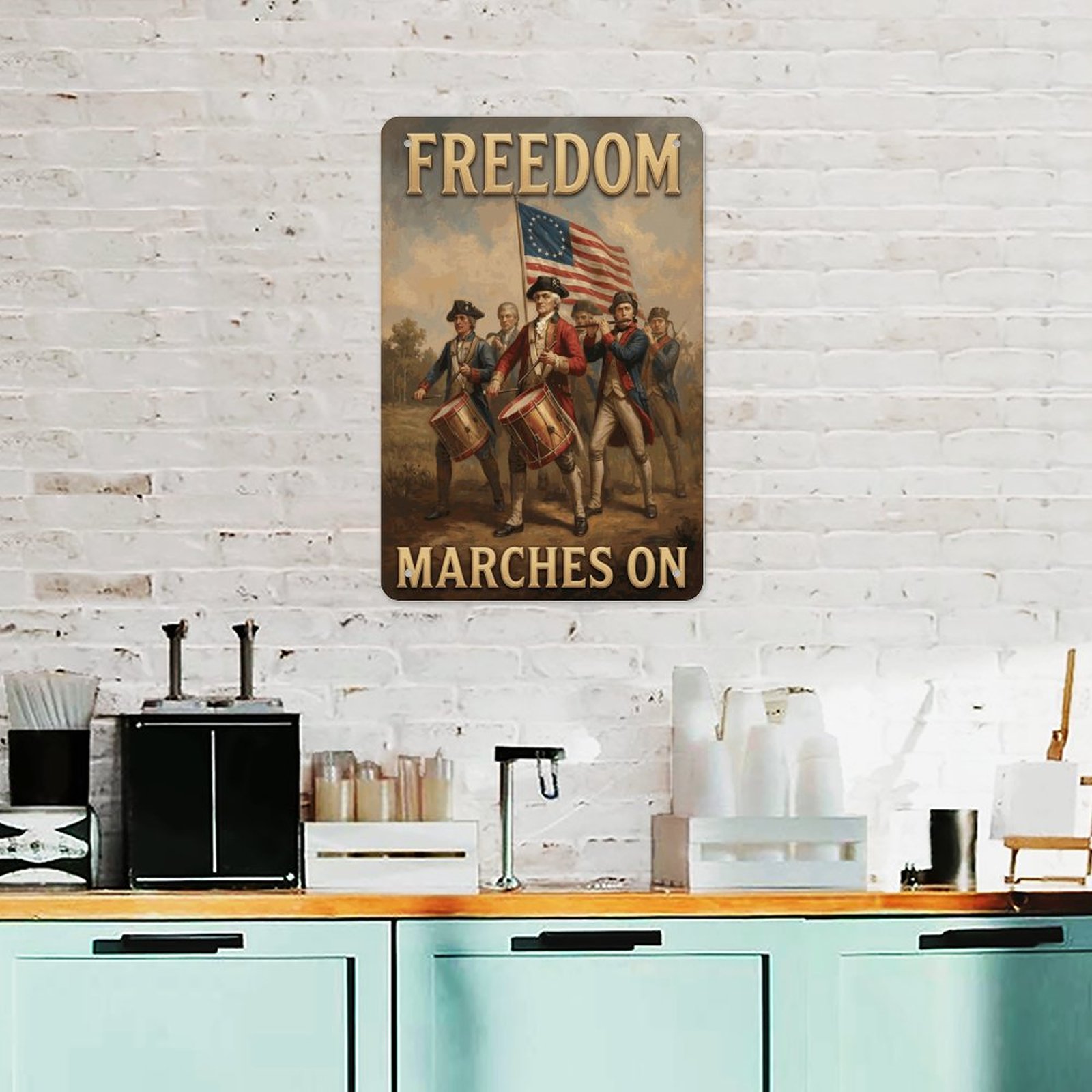 Freedom Marches On Vintage 8x12in Metal Sign - Revolutionary War Patriotic Wall Decor - Image 5
