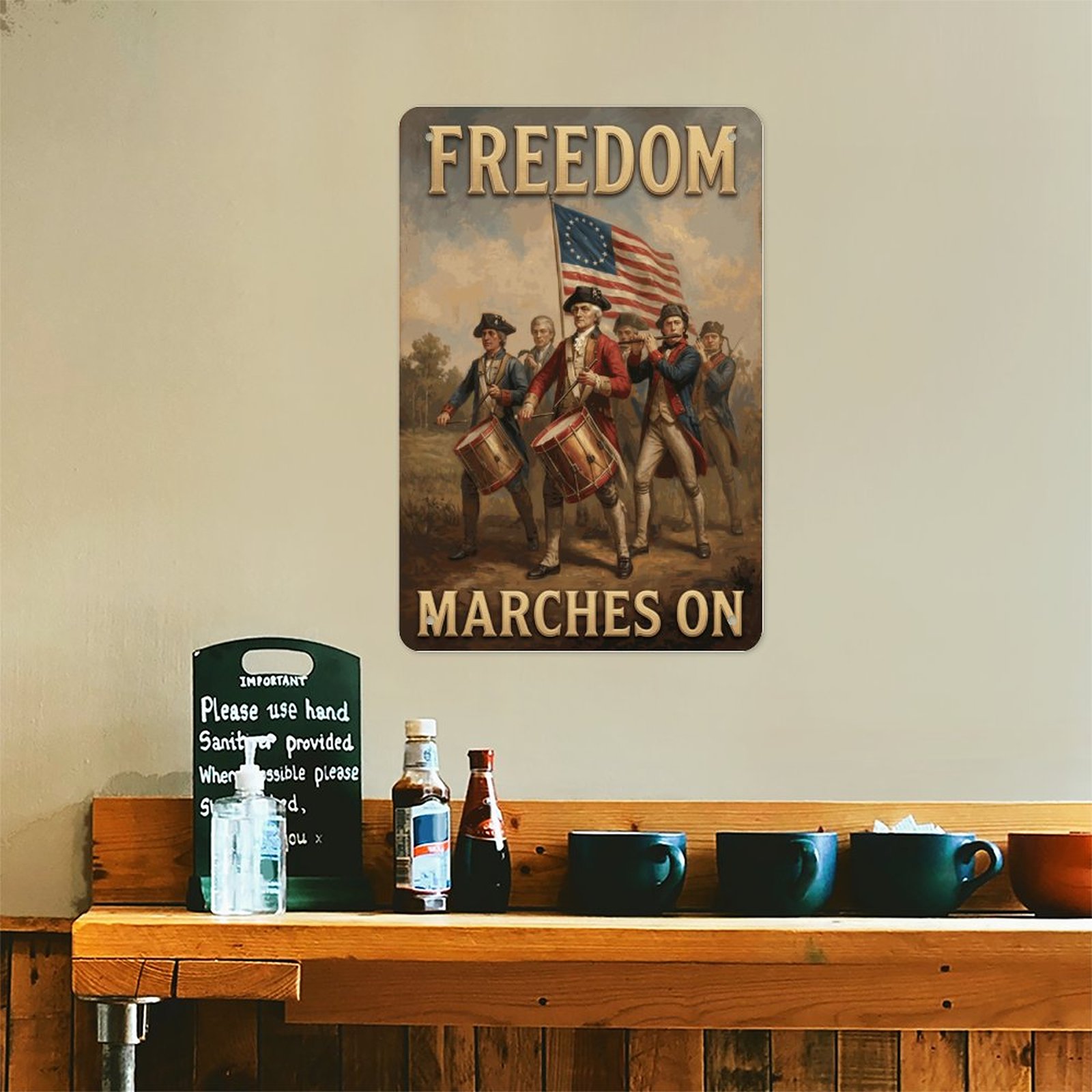 Freedom Marches On Vintage 8x12in Metal Sign - Revolutionary War Patriotic Wall Decor - Image 6