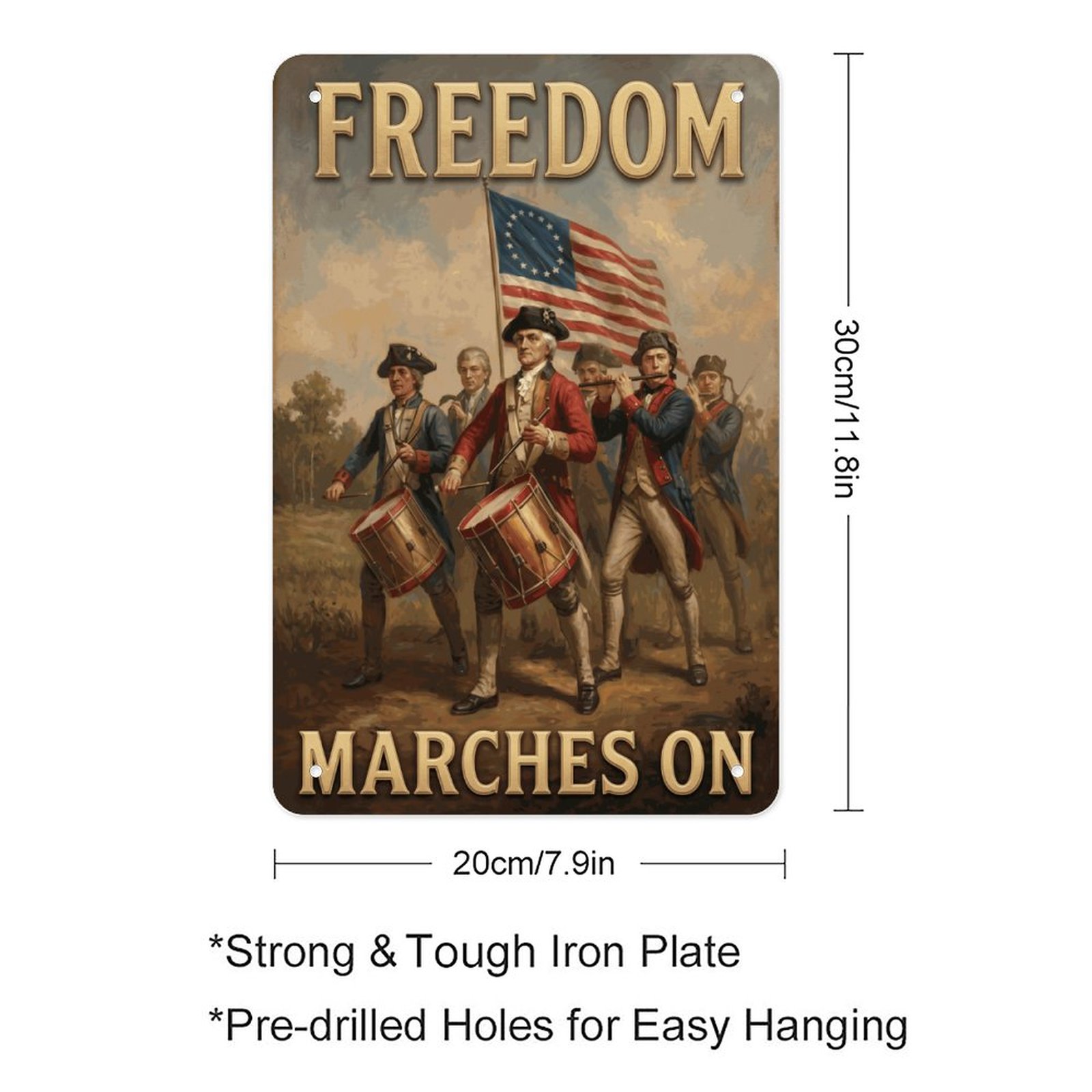Freedom Marches On Vintage 8x12in Metal Sign - Revolutionary War Patriotic Wall Decor - Image 2